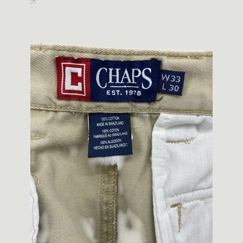 Chaps Ralph Lauren Tan Cargo Pants Men’s 33x30 Cotton Utility Workwear